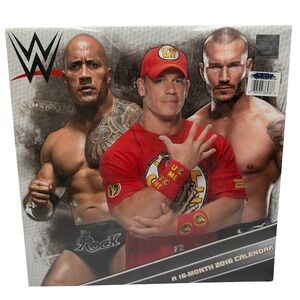 WWE 2016 16-Month Wall Calendar Mead John Cena The Rock Randy Orton New Sealed